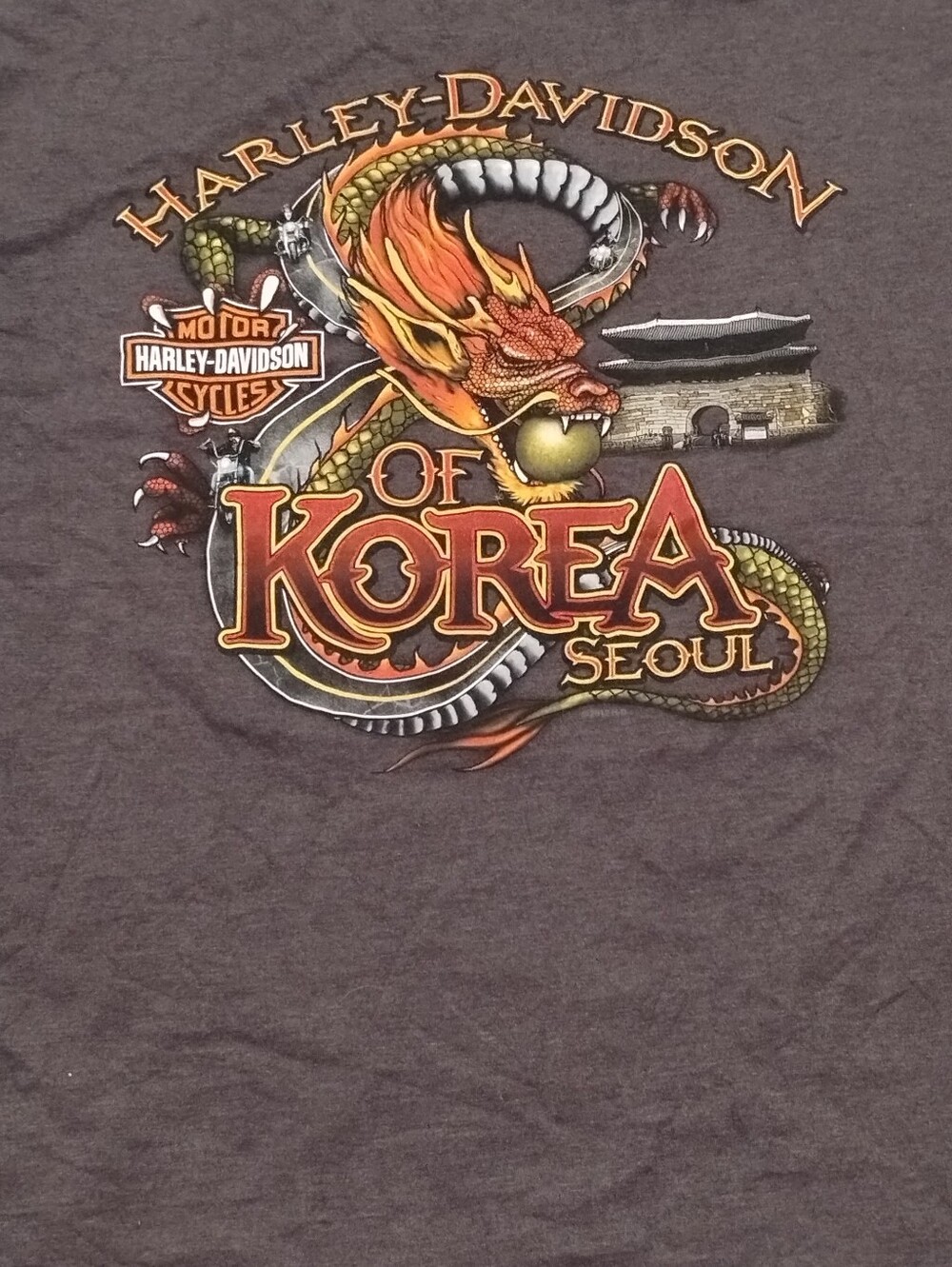 Harley - Davidson mens gray Seoul Korea t shirt size L VINTAGE 90s